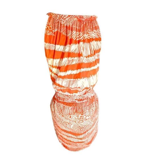 Bcbgmaxazria Orange & White Sleeveless Summer Dress Size Small - Picture 4 of 5